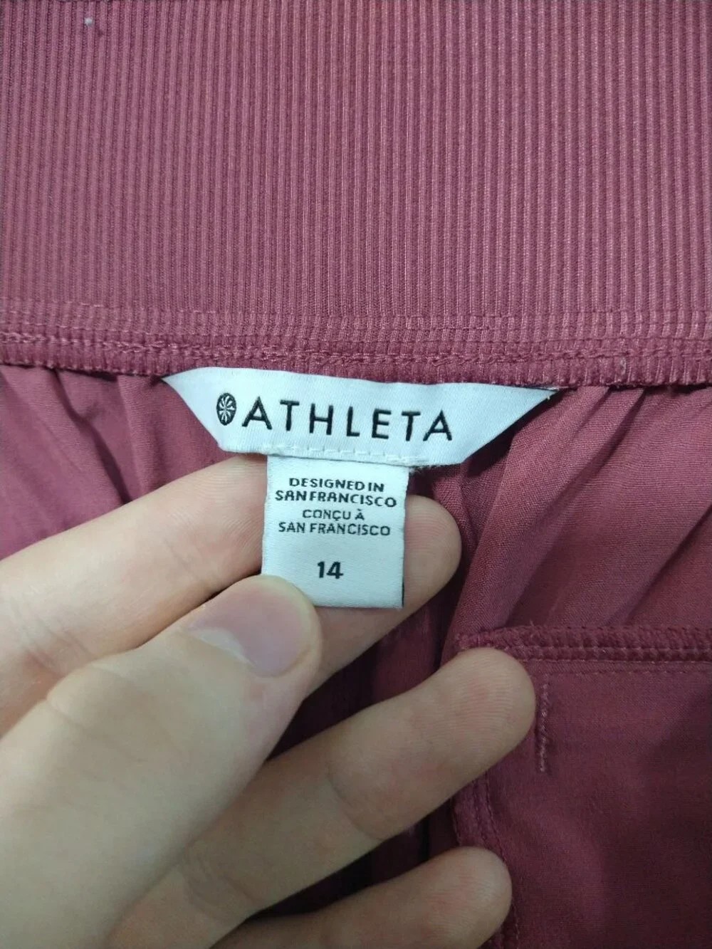 Athleta Pants Womens 14 Pink Brooklyn Mid Rise Ankle Tapered Leg Flat Front